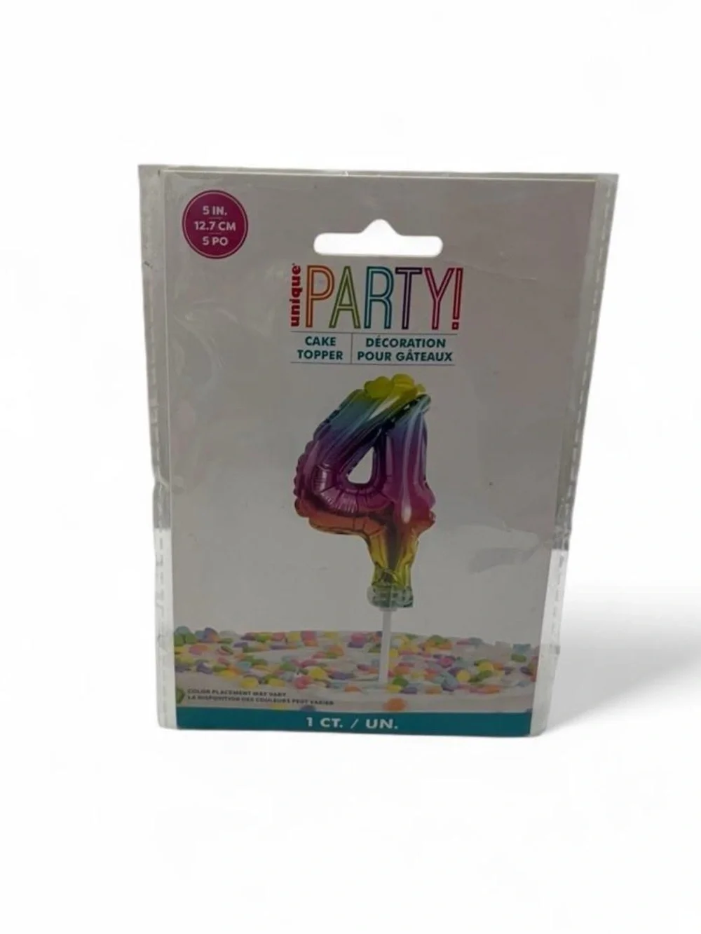 Rainbow Number 4 Balloon Cake Topper Brand New
